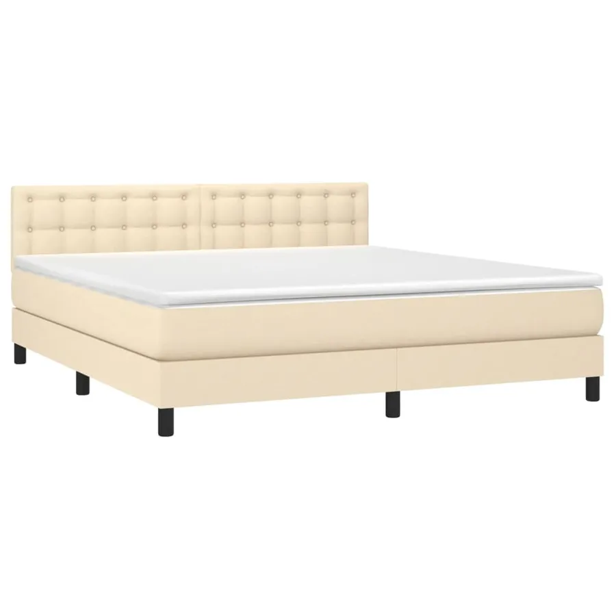 Sommier à lattes de lit avec matelas Crème 160x200 cm Tissu - 3