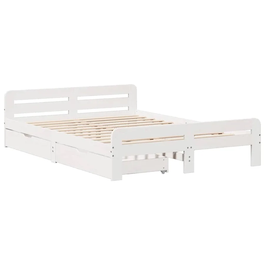 Cadre de lit sans matelas blanc 140x200 cm bois de pin massif - 3