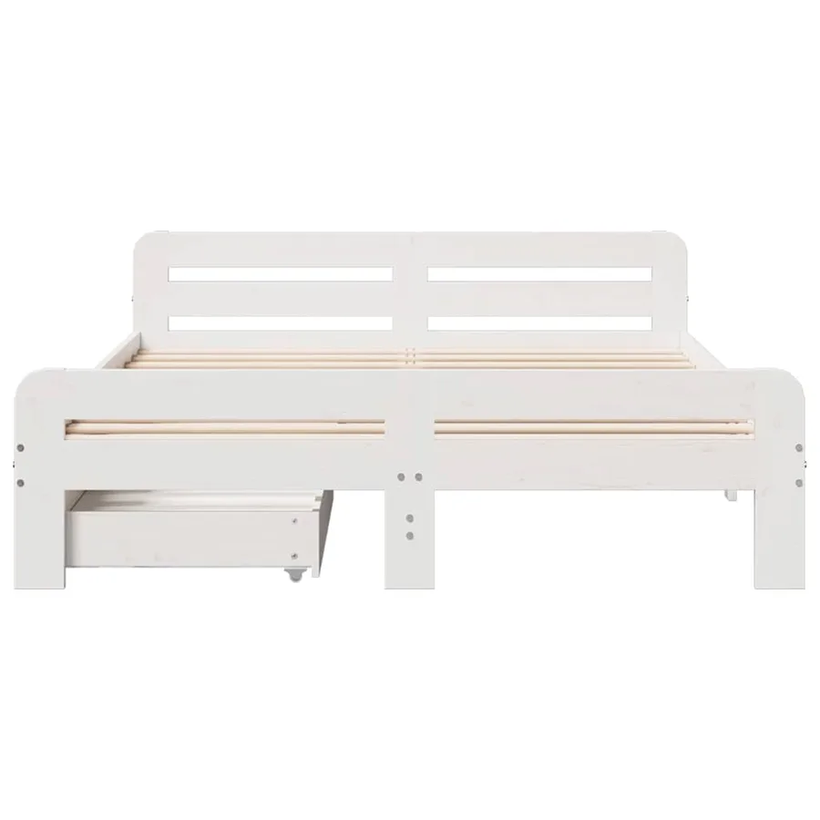 Cadre de lit sans matelas blanc 140x200 cm bois de pin massif - 4