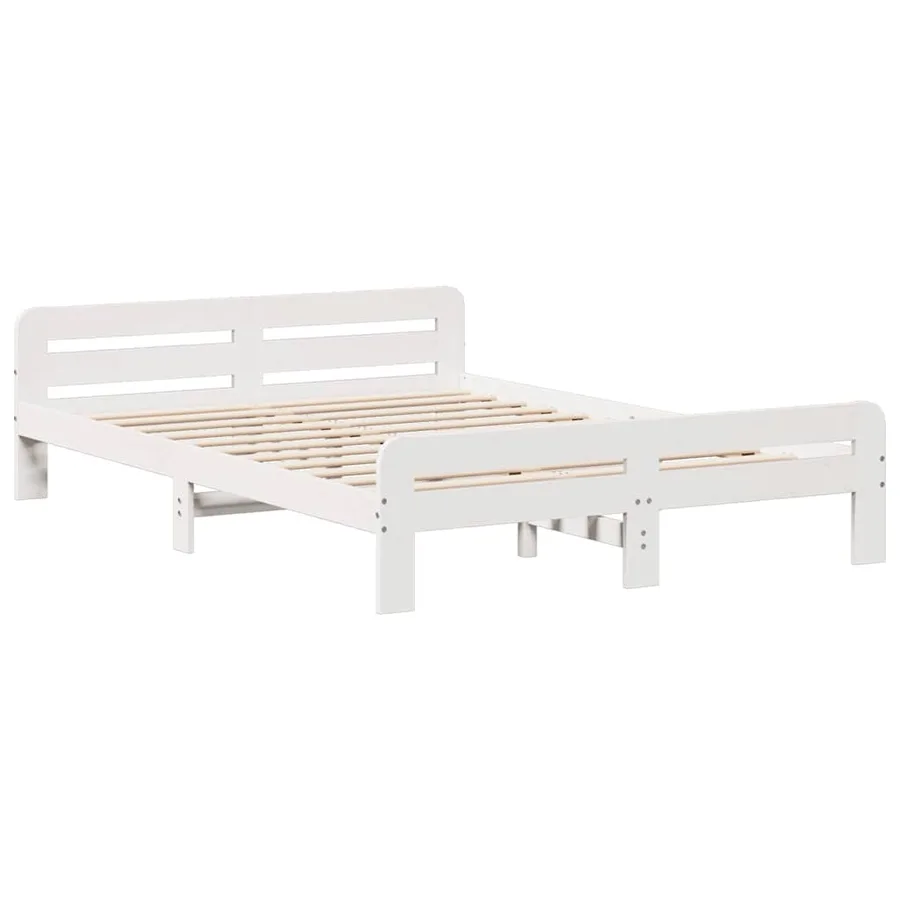 Cadre de lit sans matelas blanc 140x200 cm bois de pin massif - 5