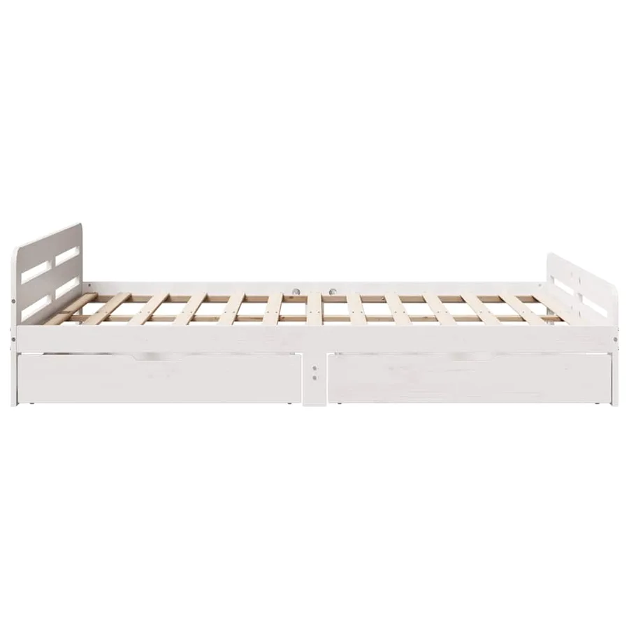 Cadre de lit sans matelas blanc 140x200 cm bois de pin massif - 7