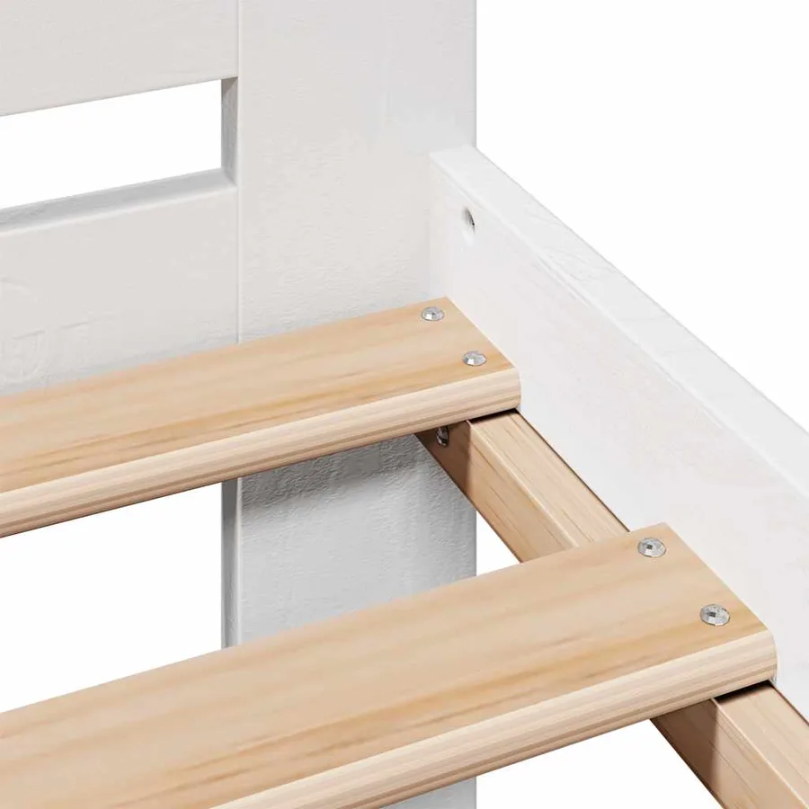 Cadre de lit sans matelas blanc 140x190 cm bois de pin massif - 10
