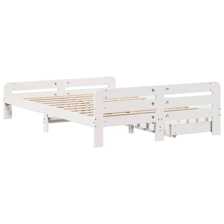 Cadre de lit sans matelas blanc 140x190 cm bois de pin massif - 8