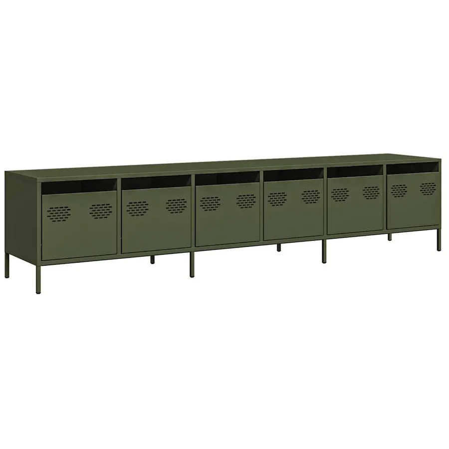 Meuble TV vert olive 202x39x43,5 cm acier laminé à froid - 2