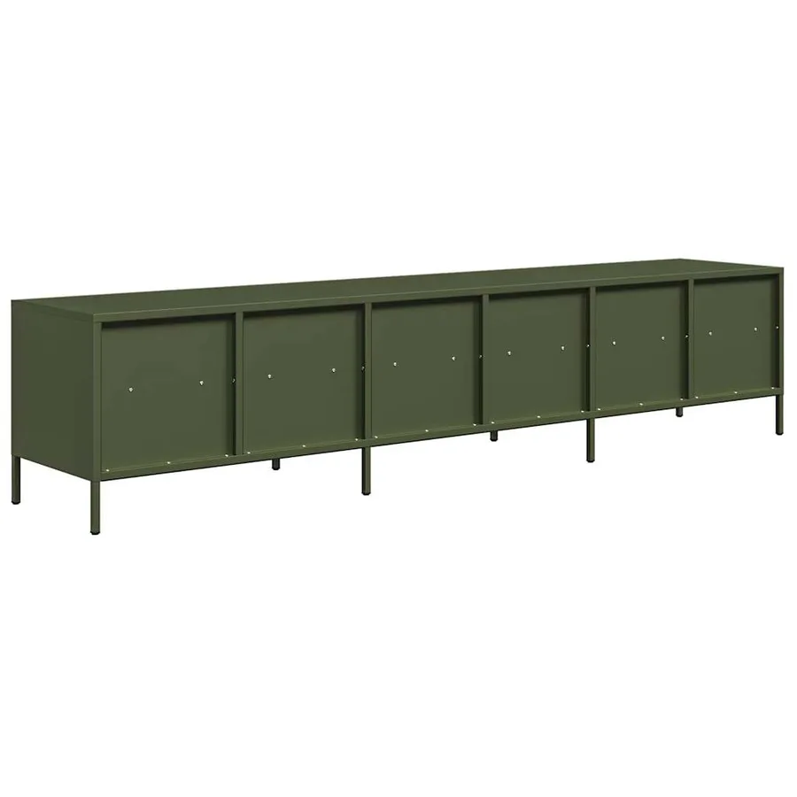 Meuble TV vert olive 202x39x43,5 cm acier laminé à froid - 7