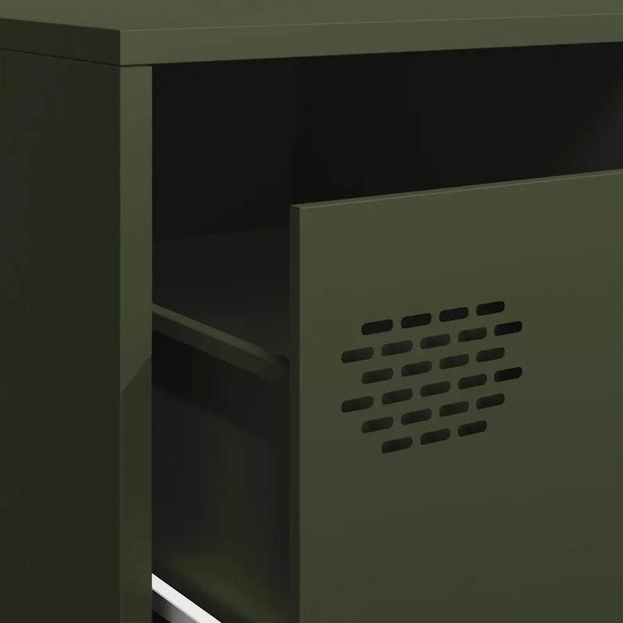 Meuble TV vert olive 202x39x43,5 cm acier laminé à froid - 9