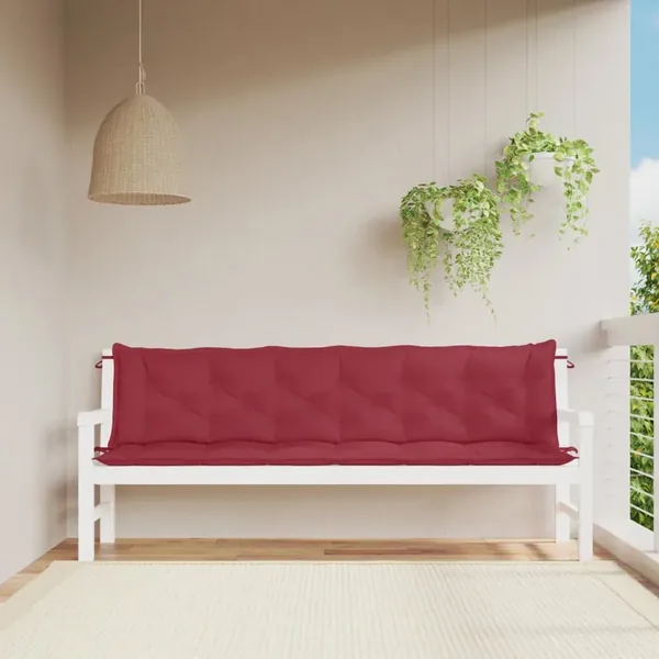 Coussins de banc de jardin lot de 2 rouge bordeaux tissu Oxford