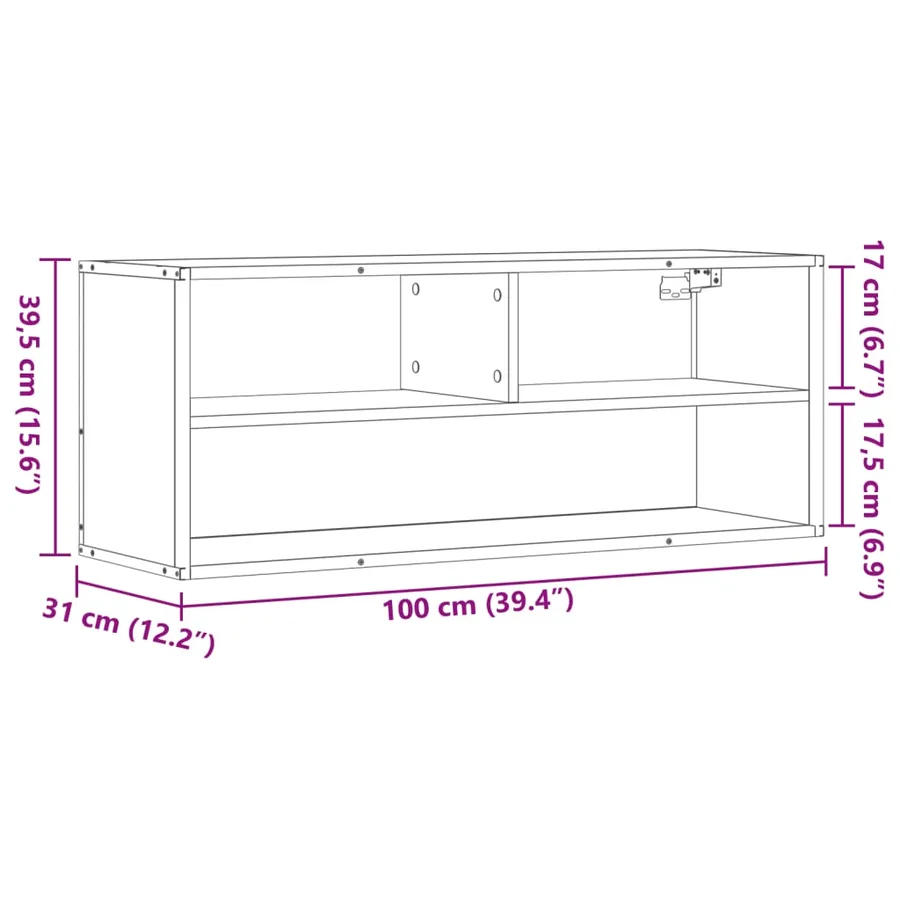 Meuble TV sonoma gris 100x31x39,5 cm bois d'ingénierie et métal - 10