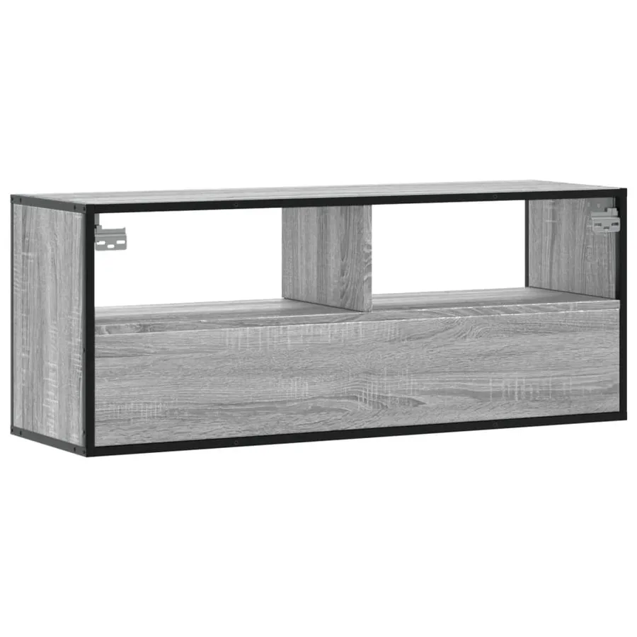Meuble TV sonoma gris 100x31x39,5 cm bois d'ingénierie et métal - 6