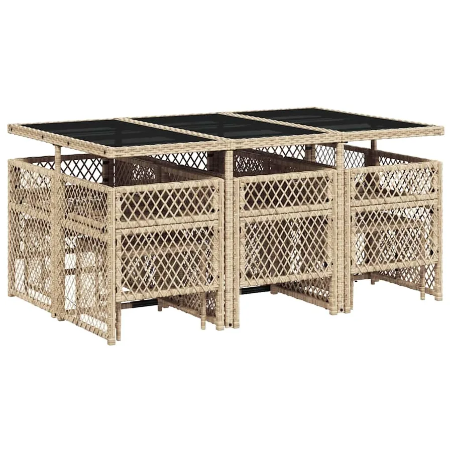 Ensemble à manger de jardin et coussins 11 pcs beige poly rotin - 6