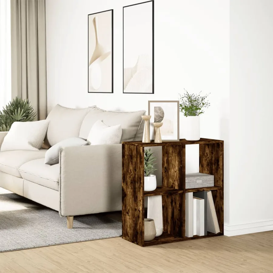 Étagère séparatrice de pièce chêne fumé 69,5x29x69,5 cm - 4