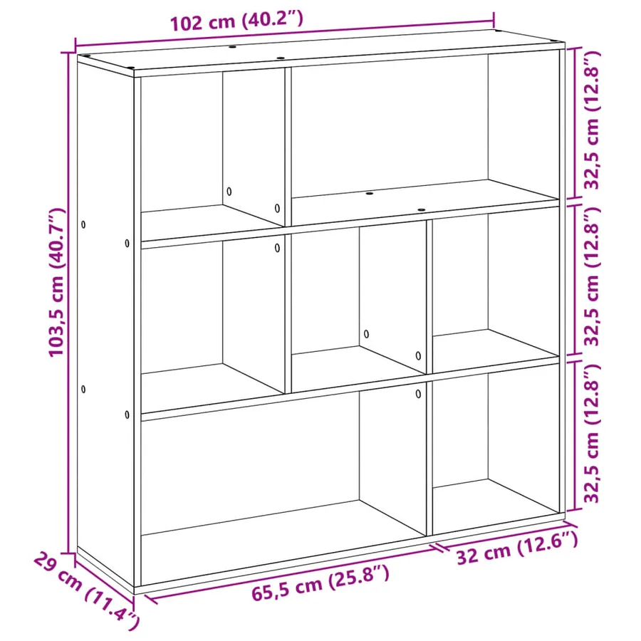 Étagère séparatrice de pièce sonoma gris 102x29x103,5 cm - 11