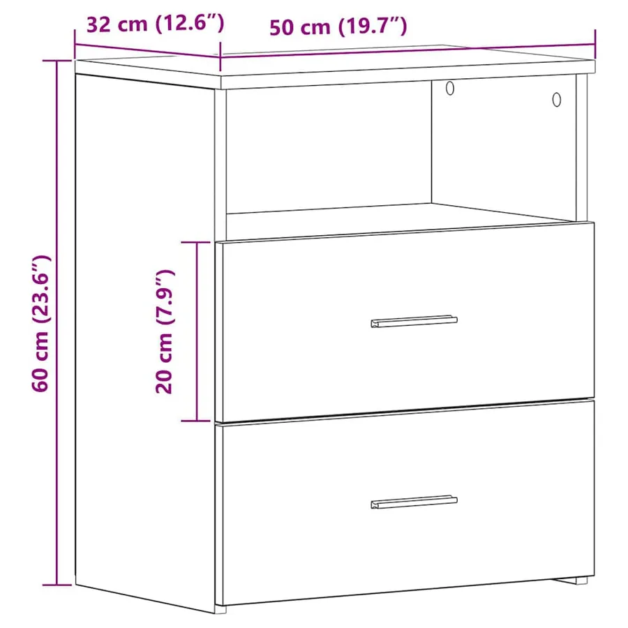 Table de chevet vieux bois 50x32x60 cm bois d'ingénierie - 11