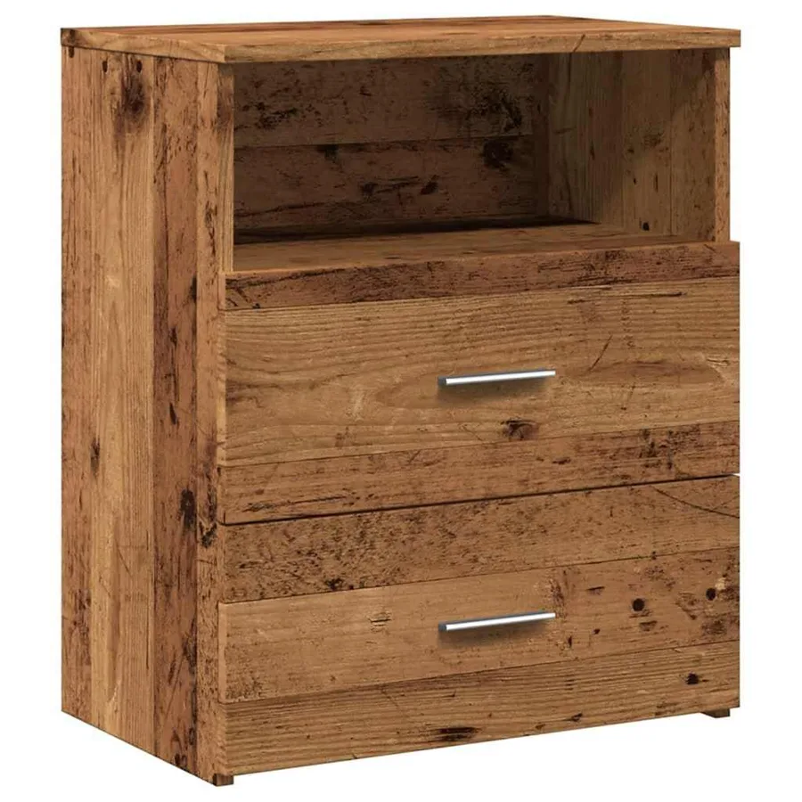 Table de chevet vieux bois 50x32x60 cm bois d'ingénierie - 2