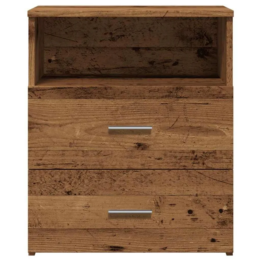 Table de chevet vieux bois 50x32x60 cm bois d'ingénierie - 5