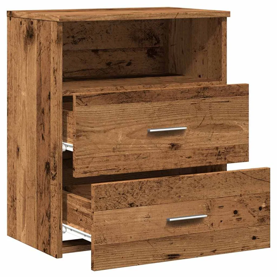 Table de chevet vieux bois 50x32x60 cm bois d'ingénierie - 9