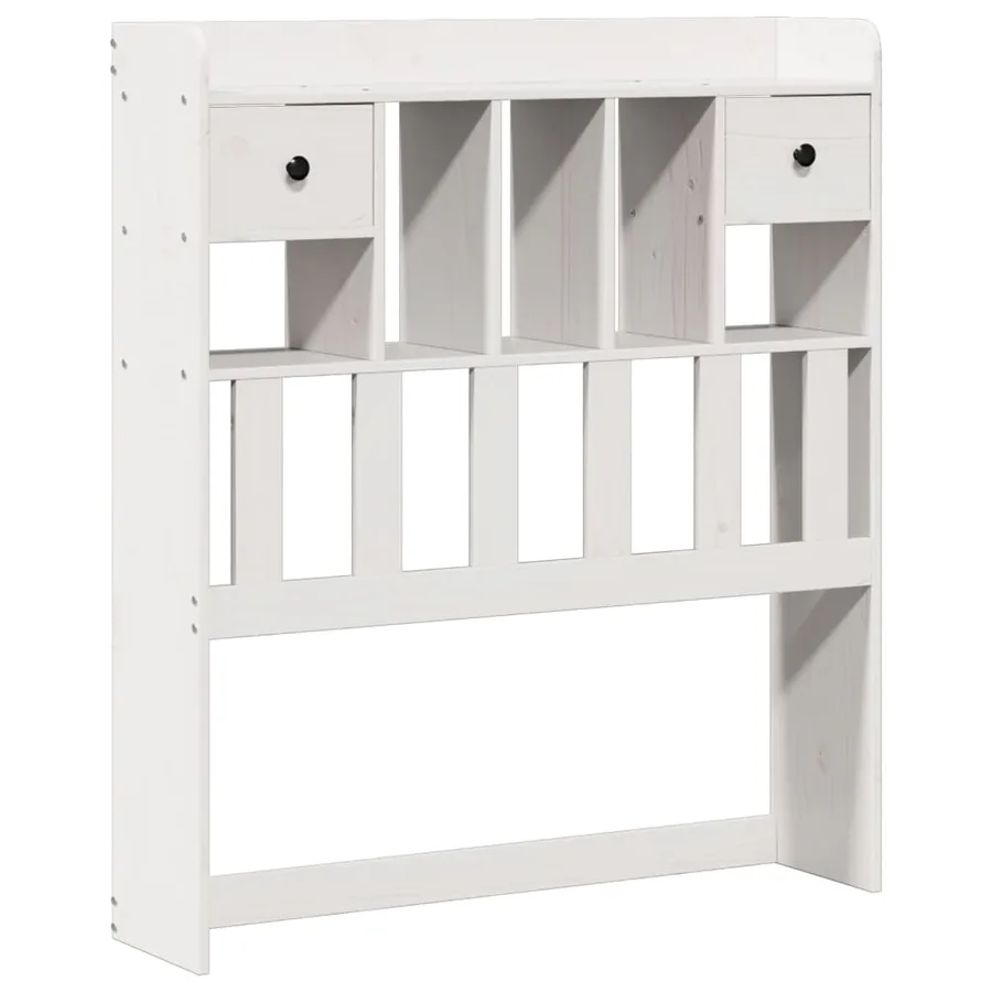 Lit bibliothèque sans matelas blanc 90x190cm bois de pin massif - 6