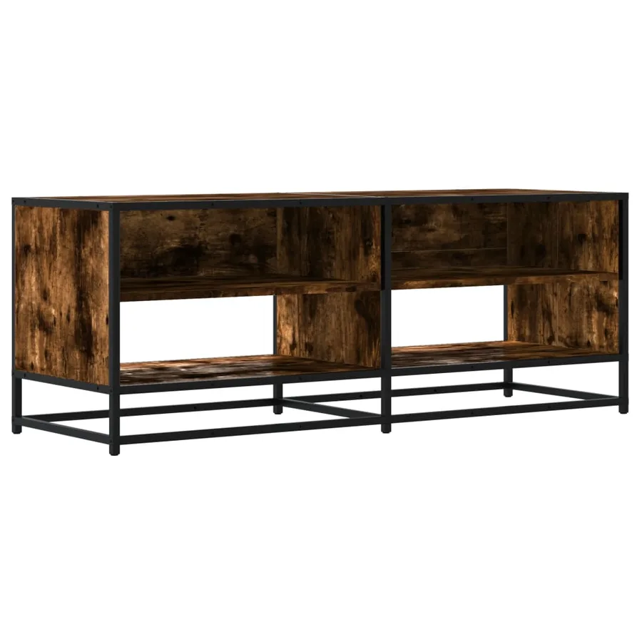 Meuble TV chêne fumé 120,5x40x46 cm bois d'ingénierie et métal - 2