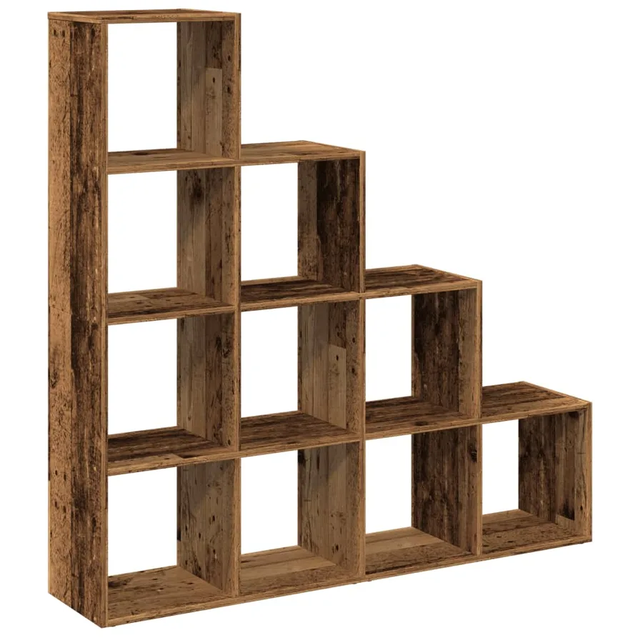 Étagère séparatrice de pièce à 4 niveaux vieux bois - 2