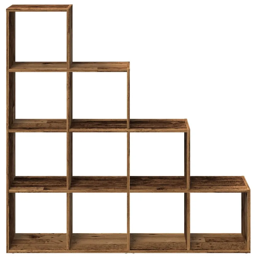 Étagère séparatrice de pièce à 4 niveaux vieux bois - 5