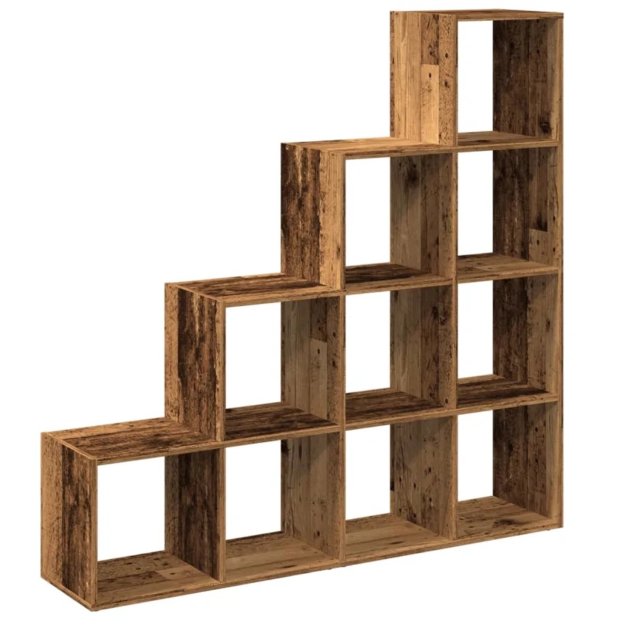 Étagère séparatrice de pièce à 4 niveaux vieux bois - 6