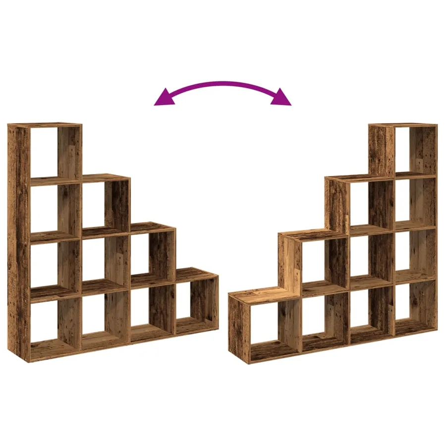 Étagère séparatrice de pièce à 4 niveaux vieux bois - 9