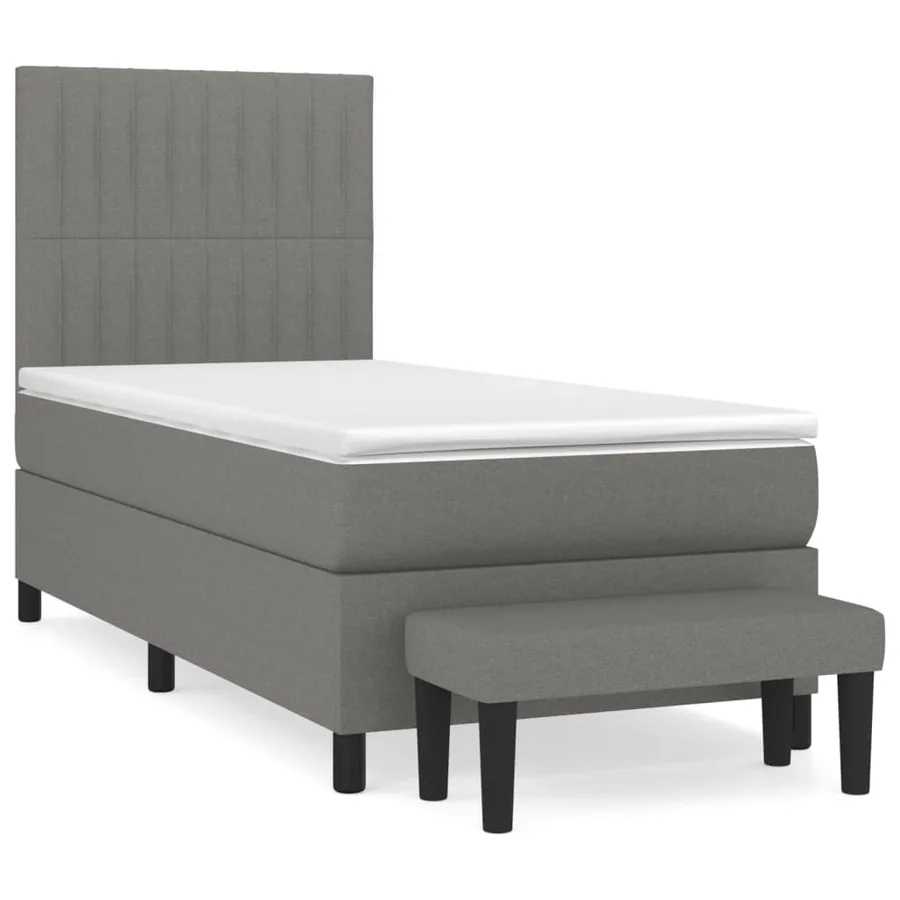 Sommier à lattes de lit avec matelas Gris foncé 80x200 cm Tissu - 2