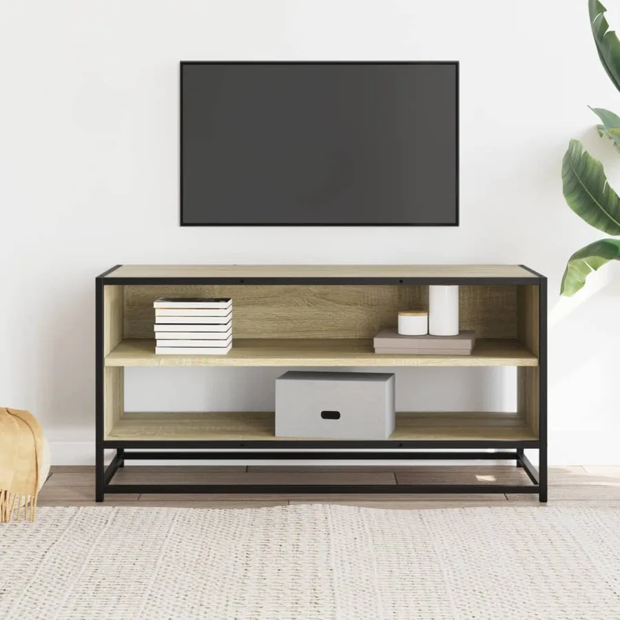 Meuble TV chêne sonoma 91x40x46 cm bois d'ingénierie et métal - 3