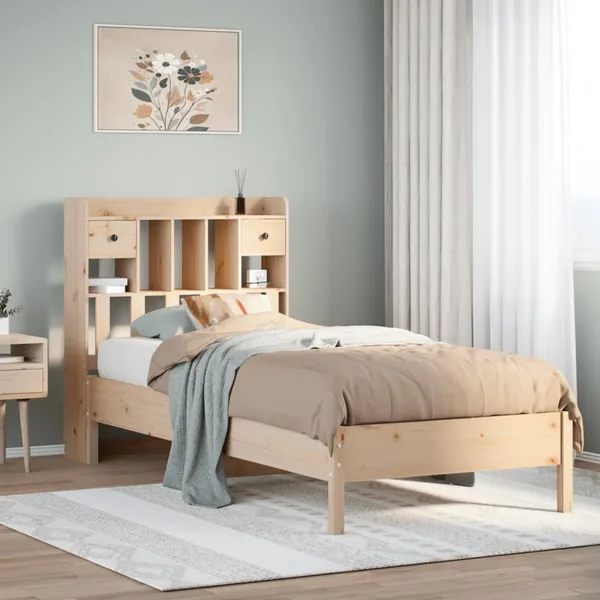 Lit bibliothèque sans matelas 75x190 cm bois de pin massif