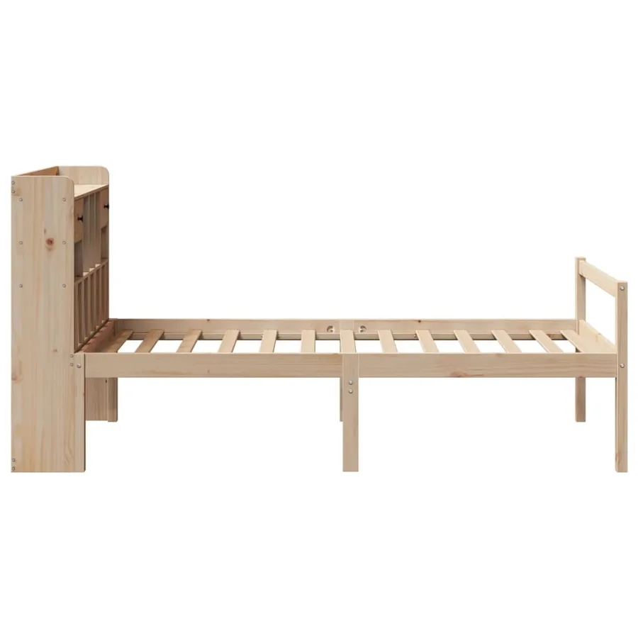 Lit bibliothèque sans matelas 90x190 cm bois de pin massif - 5