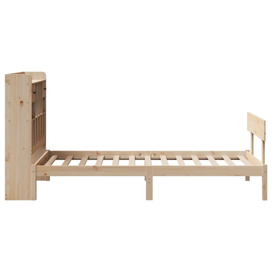 Lit bibliothèque sans matelas 90x200 cm bois de pin massif - 7