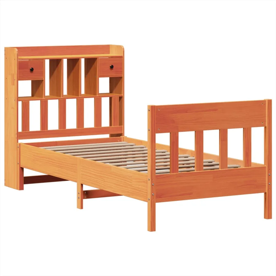 Cadre de lit sans matelas cire marron 75x190 cm bois pin massif - 3