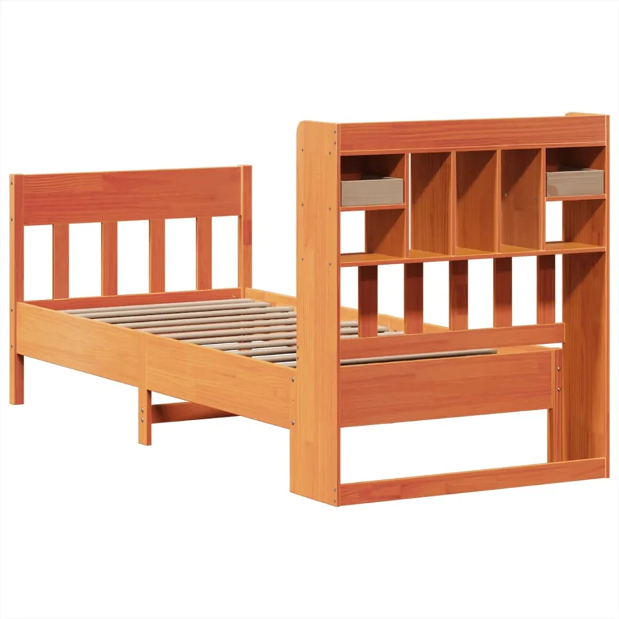 Cadre de lit sans matelas cire marron 75x190 cm bois pin massif - 8