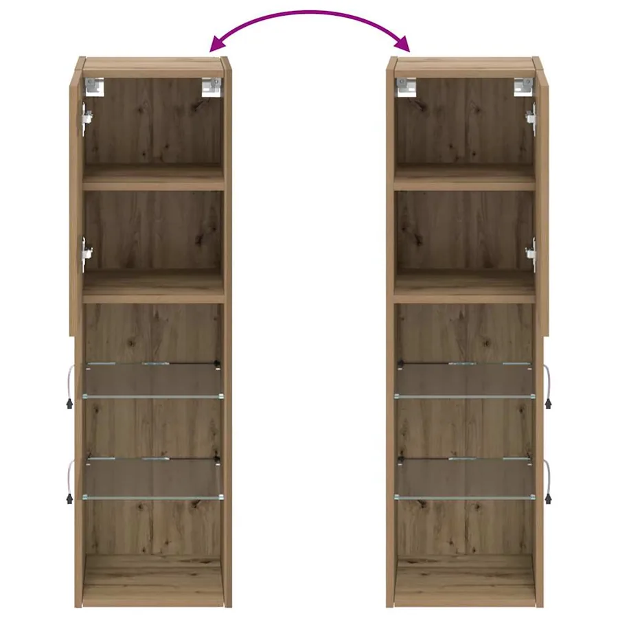 Meubles TV avec lumières LED 2pcs chêne artisanal 30,5x30x102cm - 11