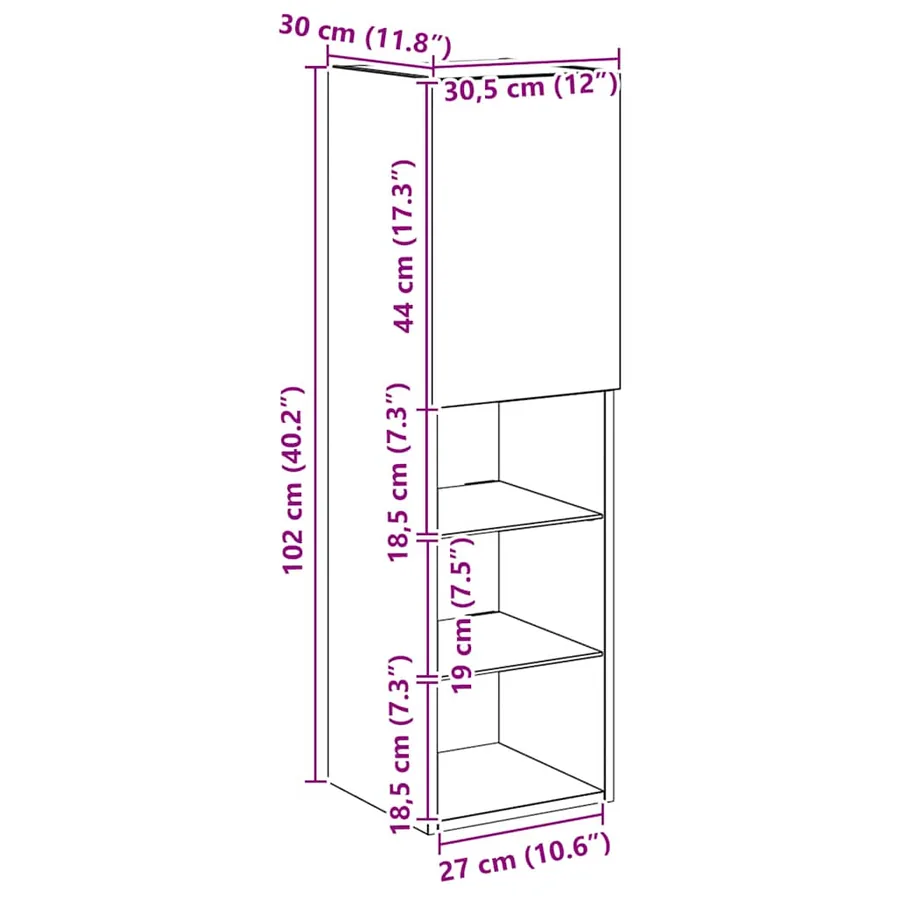 Meubles TV avec lumières LED 2pcs chêne artisanal 30,5x30x102cm - 19