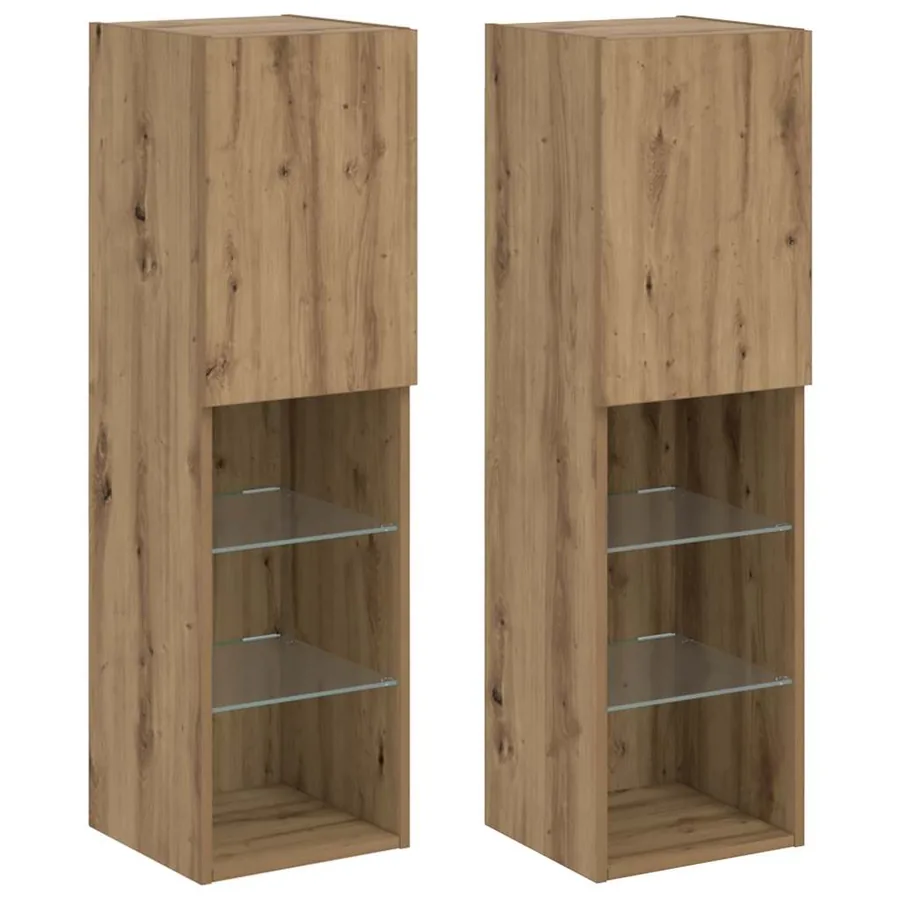 Meubles TV avec lumières LED 2pcs chêne artisanal 30,5x30x102cm - 3