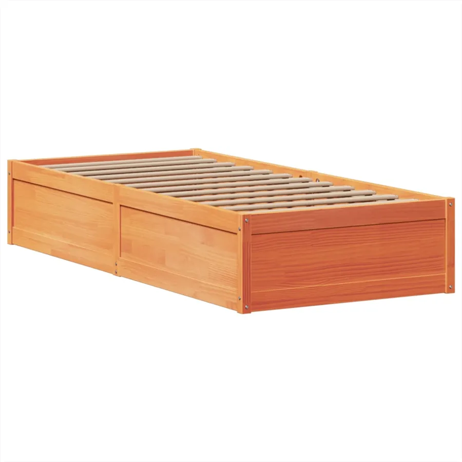 Cadre de lit sans matelas cire marron 100x200cm bois pin massif - 5
