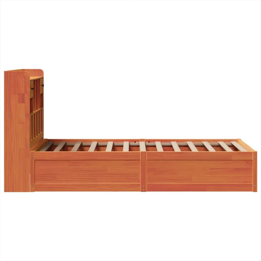 Cadre de lit sans matelas cire marron 100x200cm bois pin massif - 6