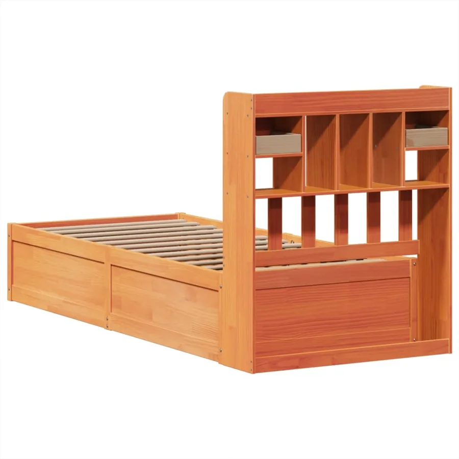 Cadre de lit sans matelas cire marron 100x200cm bois pin massif - 7