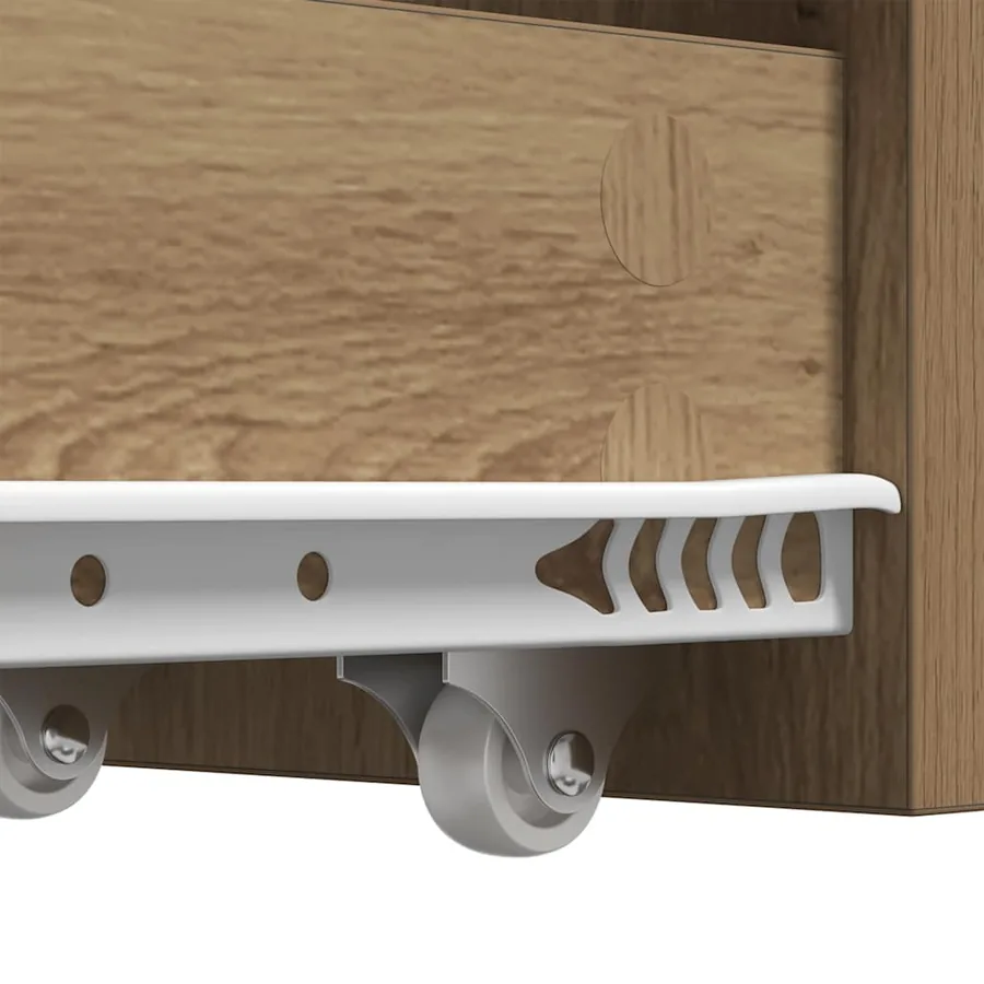Armoire de salle de bain étroite avec roulettes chêne artisanal - 11