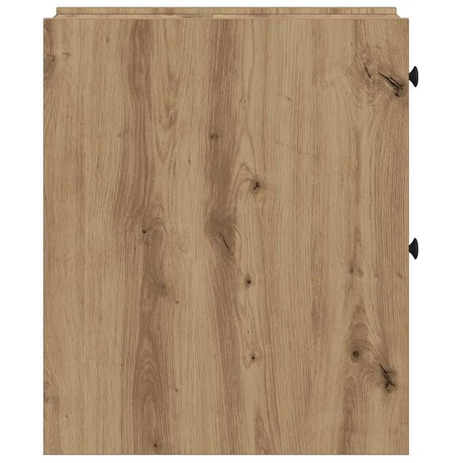 Armoire de salle de bain étroite avec roulettes chêne artisanal - 6