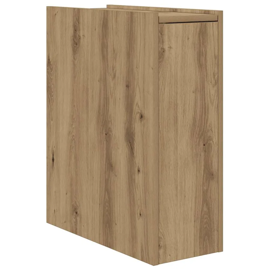 Armoire de salle de bain étroite avec roulettes chêne artisanal - 7