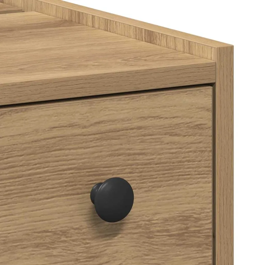 Armoire de salle de bain étroite avec roulettes chêne artisanal - 8