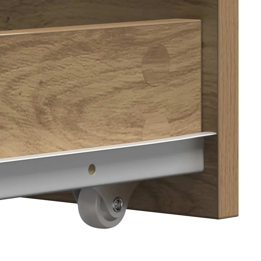Armoire de salle de bain étroite avec roulettes chêne artisanal - 9