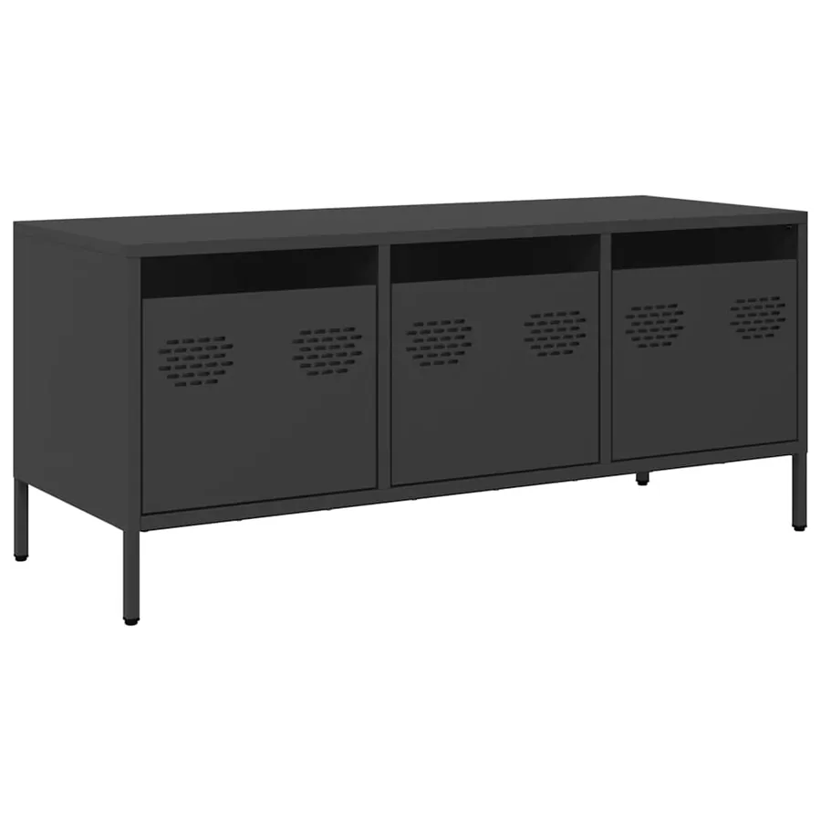 Meuble TV noir 101,5x39x43,5 cm acier laminé à froid - 2