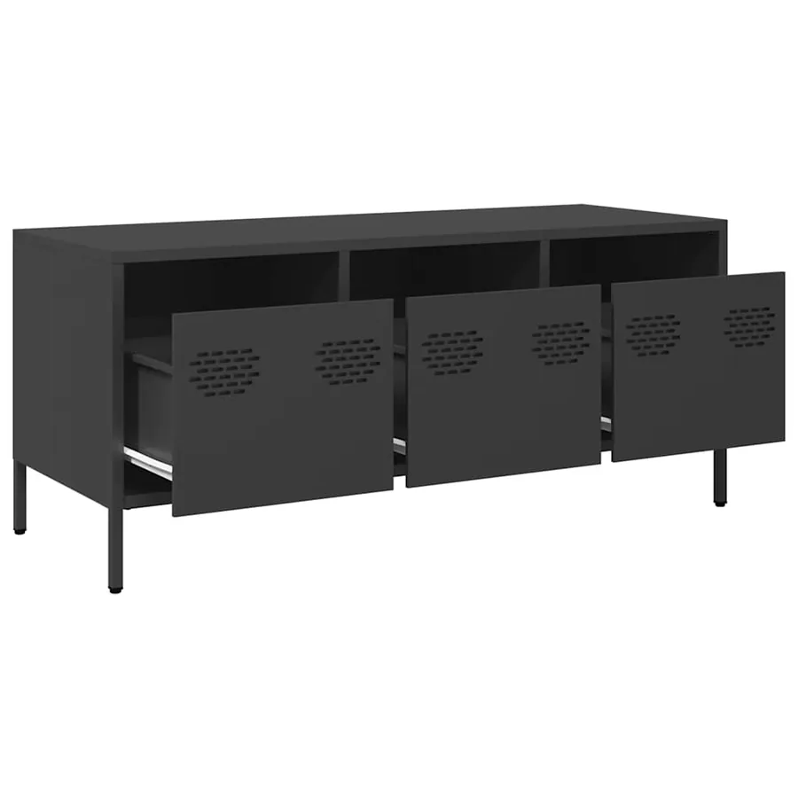 Meuble TV noir 101,5x39x43,5 cm acier laminé à froid - 5