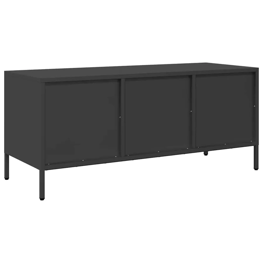 Meuble TV noir 101,5x39x43,5 cm acier laminé à froid - 7