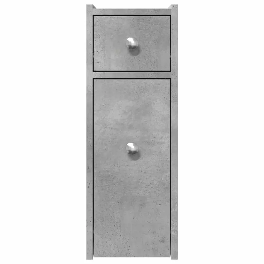 Armoire de salle de bain étroite avec roulettes gris béton - 4