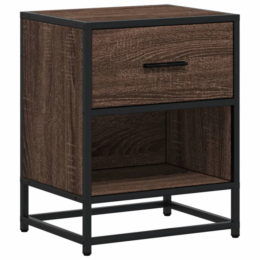 Table de chevet chêne marron 40x31x50 cm bois d'ingénierie - 2