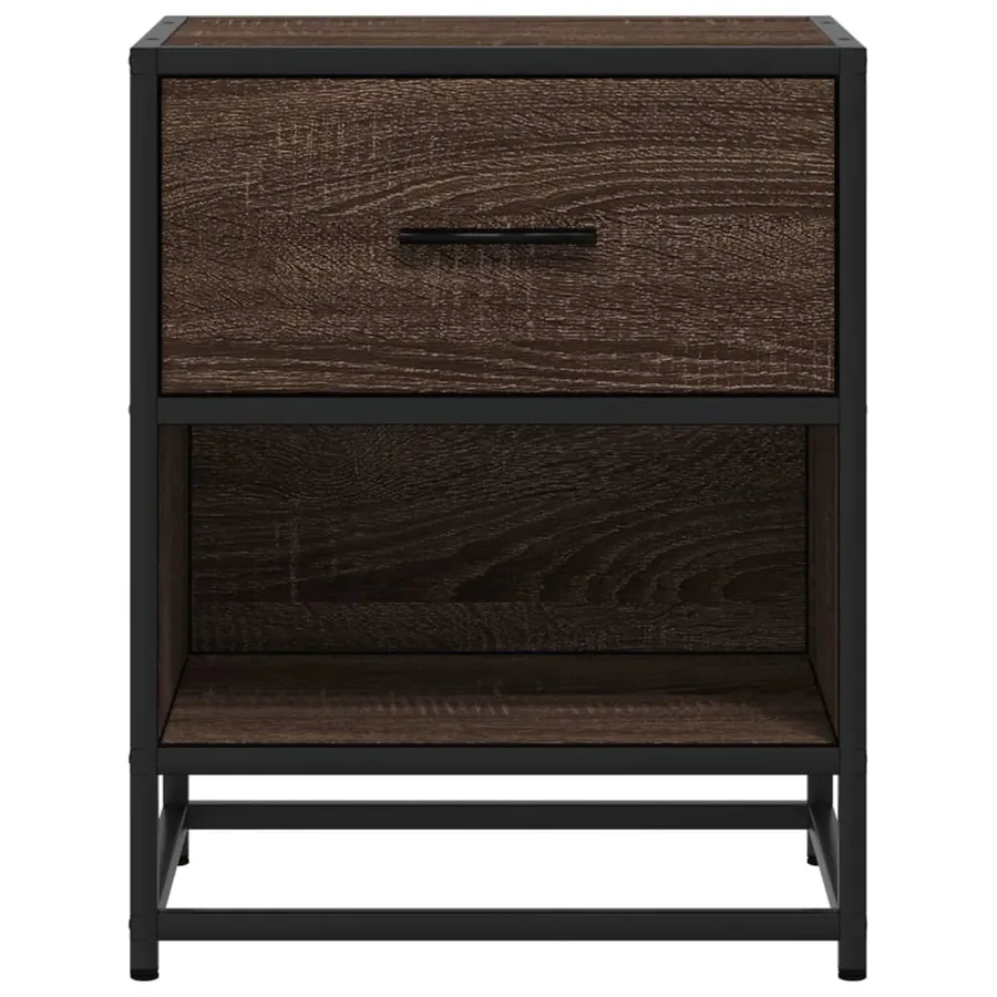 Table de chevet chêne marron 40x31x50 cm bois d'ingénierie - 5